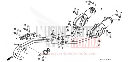 EXHAUST MUFFLER NX650R de 1994